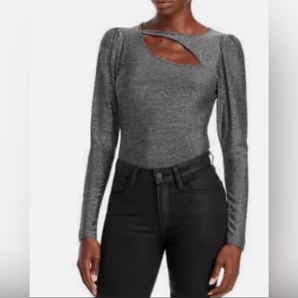 NWT -‎ n:Philanthropy Delia Long Sleeve Cutout Black/Silver Blouse
